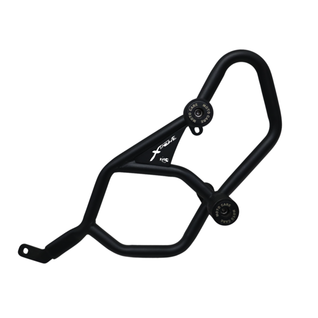 Motocare 4 slider crash guard installed on Hero Xtreme 250R motorcycle engine protection frame