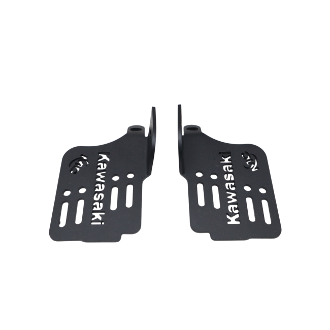 Motocare footrest foot pegs installed on Kawasaki Versys 300 for improved riding comfort and grip