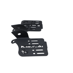 Motocare footrest foot pegs installed on Kawasaki Versys 300 for improved riding comfort and grip