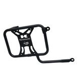 Motocare saddle stay with plate installed on Kawasaki Versys 300 for saddle bag and touring luggage support