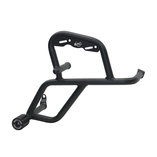 Motocare crash guard with dual sliders installed on Kawasaki Versys 300 for engine and frame protection