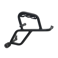 Motocare crash guard with dual sliders installed on Kawasaki Versys 300 for engine and frame protection