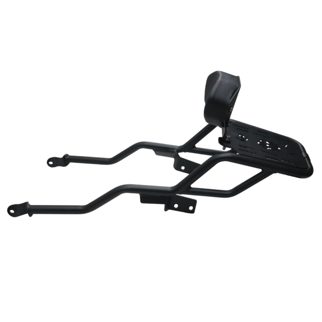 Motocare pipe carrier with backrest installed on Yamaha XSR 155 motorcycle luggage rack