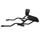 Motocare pipe carrier with backrest installed on Yamaha XSR 155 motorcycle luggage rack
