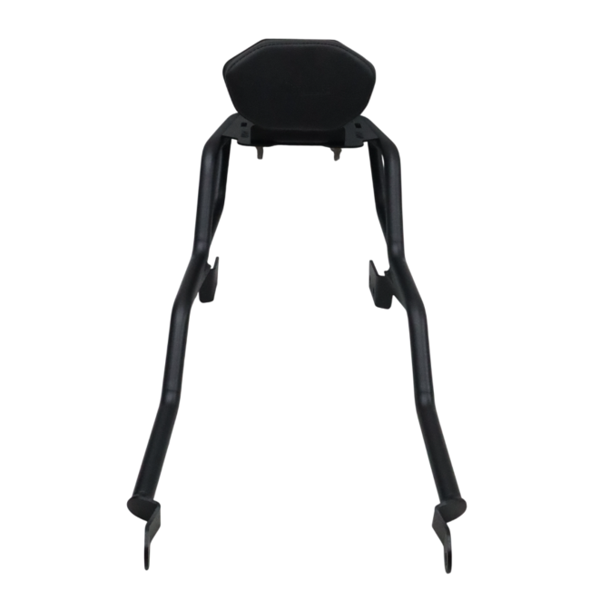 Motocare pipe carrier with backrest installed on Yamaha XSR 155 motorcycle luggage rack