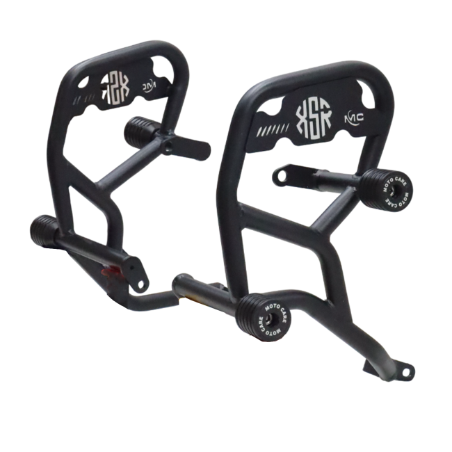 Motocare 4 slider crash guard installed on Yamaha XSR 155 providing engine and frame protection