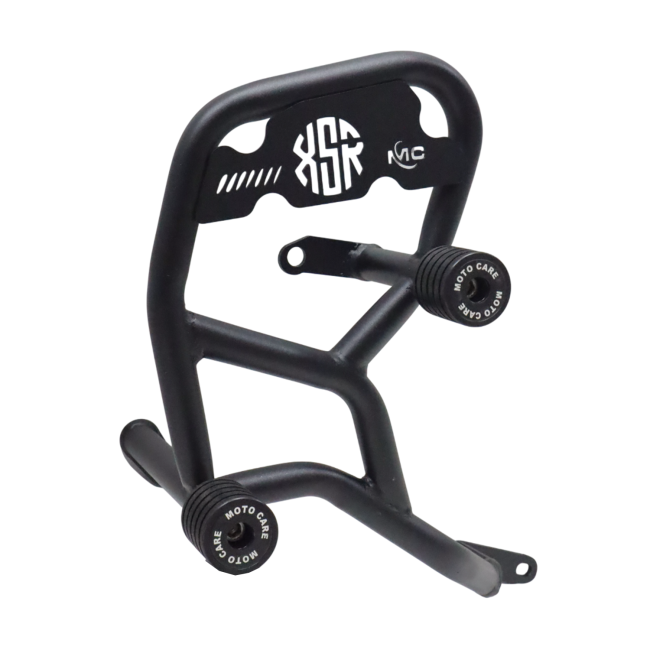 Motocare 4 slider crash guard installed on Yamaha XSR 155 providing engine and frame protection