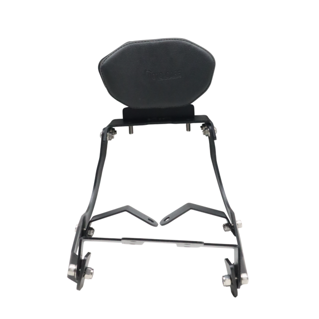 Motocare seat ring with backrest installed on Yamaha XSR 155 providing pillion support and retro styling