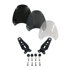 Motocare small visor with clamp installed on Yamaha XSR 155 available in clear smoke and black windshield options