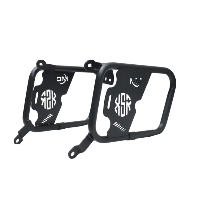 Motocare saddle stay with plate installed on Yamaha XSR 155 for saddle bag and touring luggage support