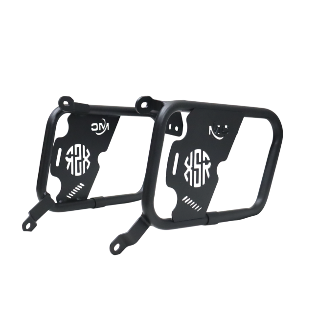 Motocare saddle stay with plate installed on Yamaha XSR 155 for saddle bag and touring luggage support