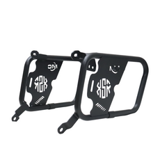 Motocare saddle stay with plate installed on Yamaha XSR 155 for saddle bag and touring luggage support