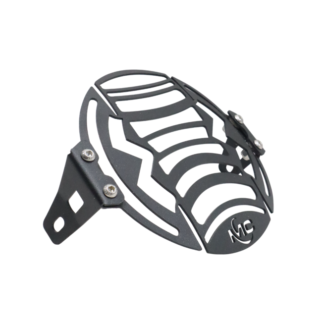 Motocare headlight grill installed on Yamaha XSR 155 protecting the headlamp from road debris