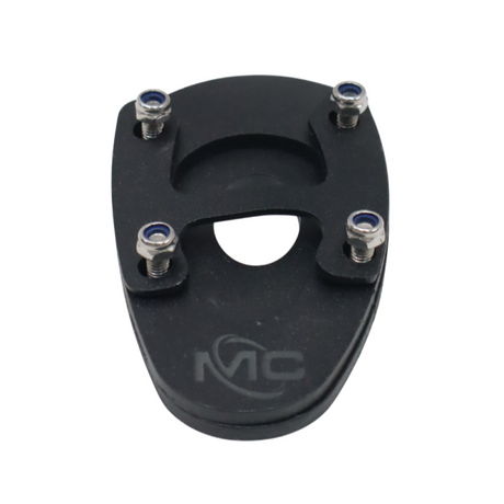 Motocare side stand extender installed on Yamaha XSR 155 kickstand for improved parking stability