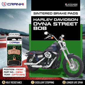 CRANK1 CB754 Sintered Front Brake Pads for Harley Davidson Dyna Street Bob Upto 2018 and compatible Harley Davidson motorcycles