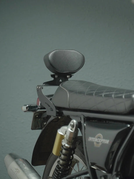 Legendary Custom Interceptor 650 backrest black mild steel pillion support