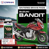 CRANK1 CB471 Sintered Rear Brake Pads for Suzuki Bandit 2007-2015 Motorcycle Brake Pads