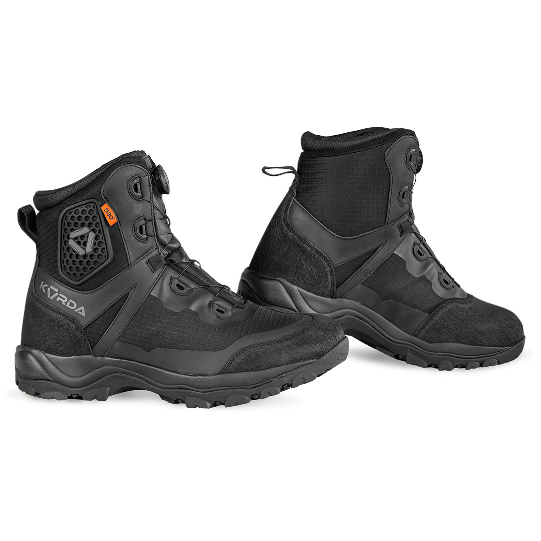 KORDA Pathfinder black motorcycle riding boots with SAS-TEC ankle protection