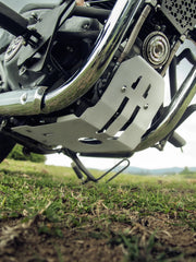 Legundary Custom Combat Bash Plate for Royal Enfield Super Meteor 650 silver aluminium engine protection