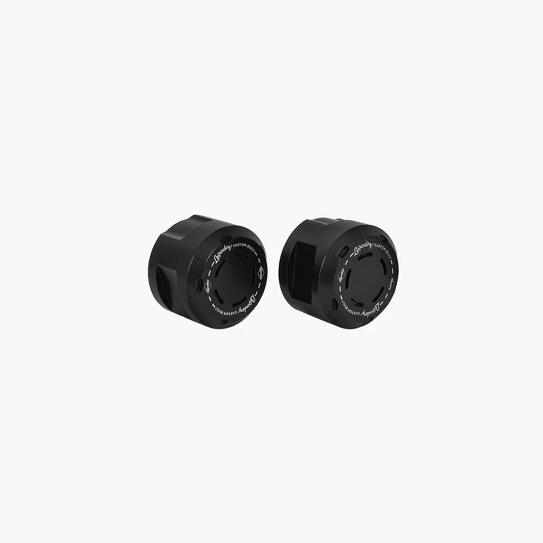 Legundary Custom BMW F900GS rotex front wheel slider pair aluminium black silver axle protector