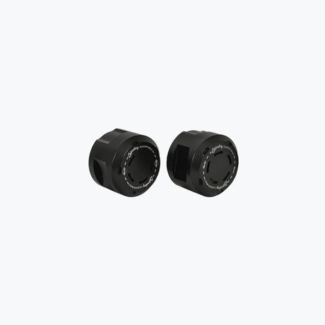Legundary Custom BMW F900GS rotex front wheel slider pair aluminium black silver axle protector