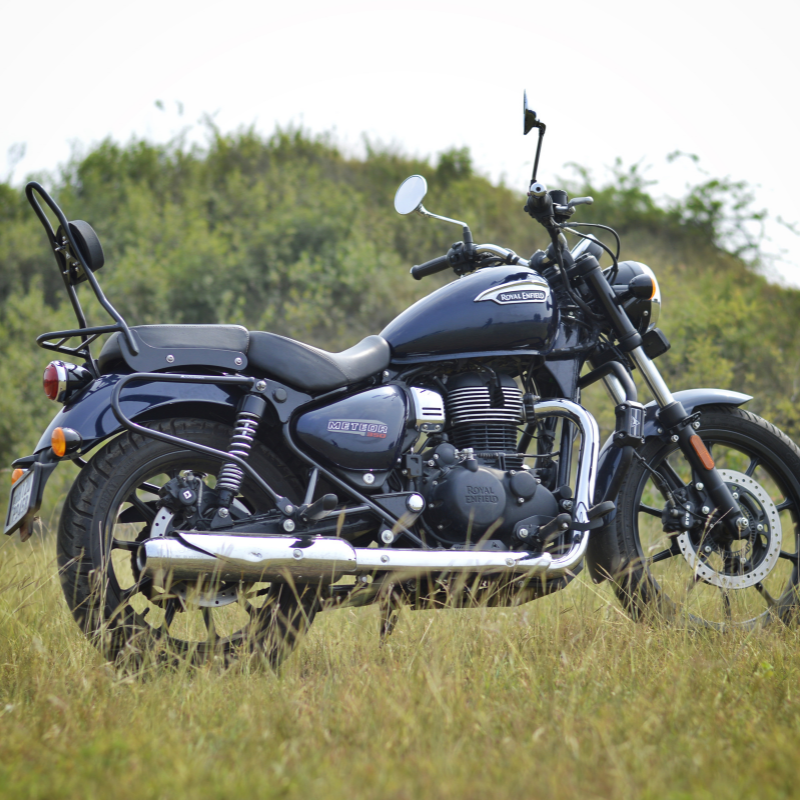 Auto Engina Saddle Stay for Royal Enfield Meteor 350 with 19mm Mild Steel Tubes and 8kg Per Side Soft Luggage Capacity in Gloss Black