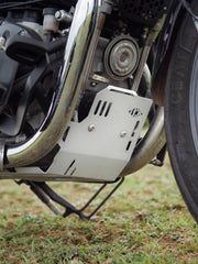 Legundary Custom Combat Bash Plate for Royal Enfield Super Meteor 650 silver aluminium engine protection