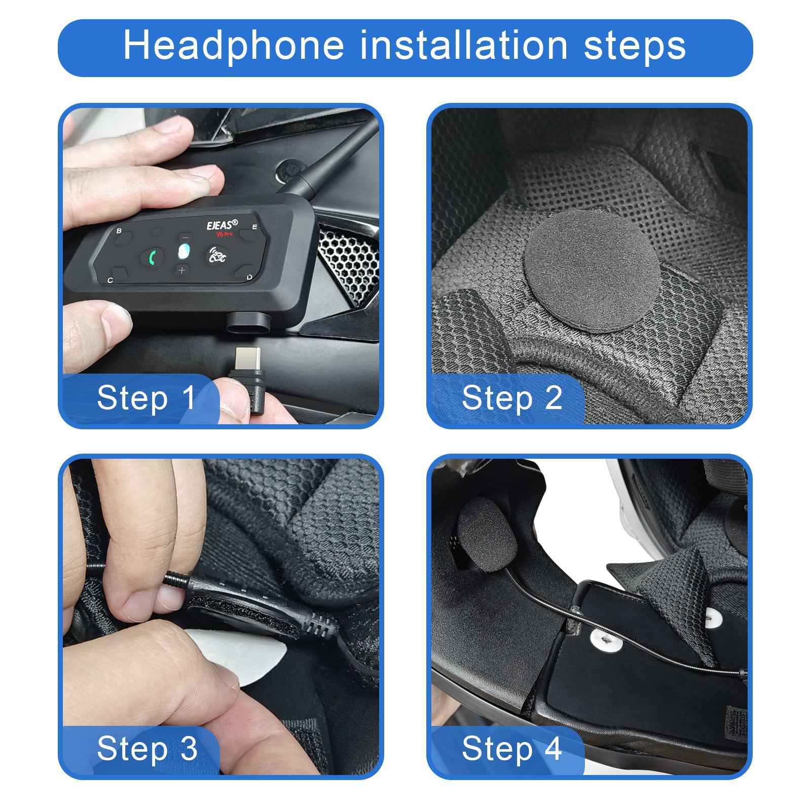 EJEAS V6 Pro Plus Bluetooth helmet intercom with 800m range DSP noise cancellation Bluetooth 5.1 IP67 waterproof motorcycle communication system