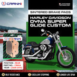 CRANK1 Sintered Rear Brake Pads CB854 For Harley Davidson Dyna Super Glide Custom