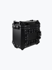 Legundary Custom Fort Knox Series SB 36L Aluminium Saddle Box Black Silver Motorcycle Side Luggage Touring Storage