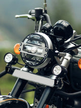 Legundary Custom Cosmic Headlight Grill for Royal Enfield Super Meteor 650 black mild steel aluminium front protection