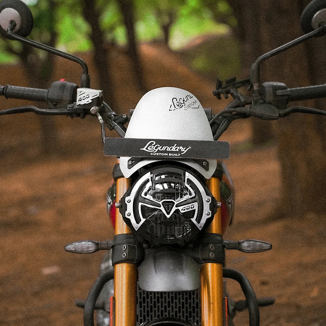 Legundary Custom Zephyr visor for Triumph Scrambler 400 X silver aluminium windshield flyscreen