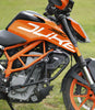 Mototorque STORM crash guard KTM Duke 390 mild steel engine protection with sliders
