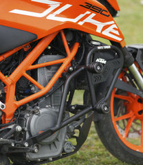 Mototorque STORM crash guard KTM Duke 390 mild steel engine protection with sliders