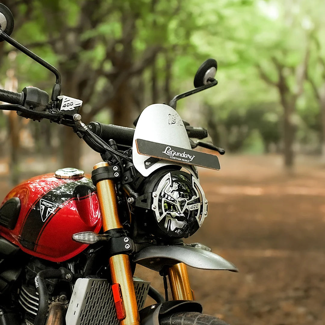 Legundary Custom Zephyr visor for Triumph Scrambler 400 X silver aluminium windshield flyscreen