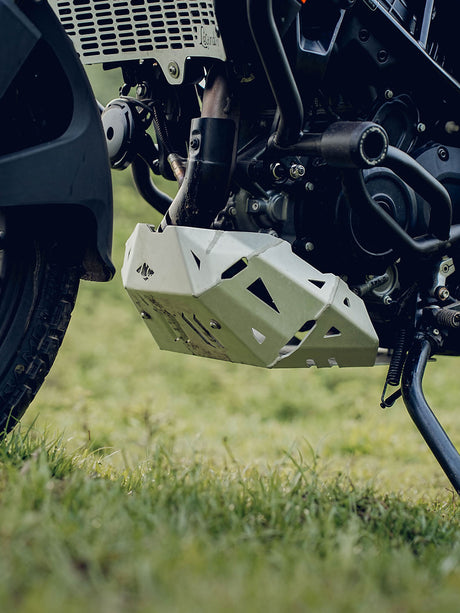 Legundary Custom KTM ADV 390 2025 vambrace bash plate silver aluminium engine sump guard skid plate