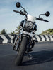 Legundary Mig headlight grill black installed on Hero Mavrick 440 front