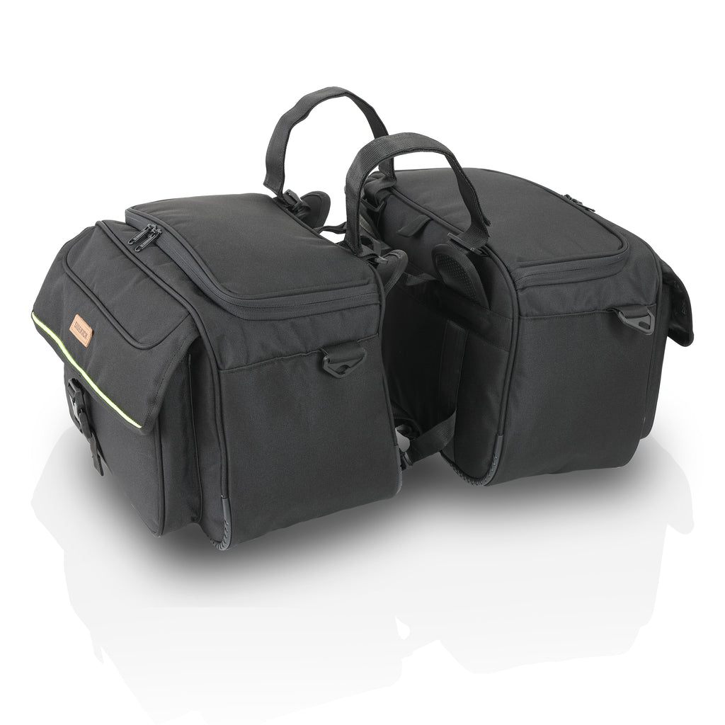 Guardian Gears SideKick Cruiser 50L motorcycle saddlebags straight exhaust