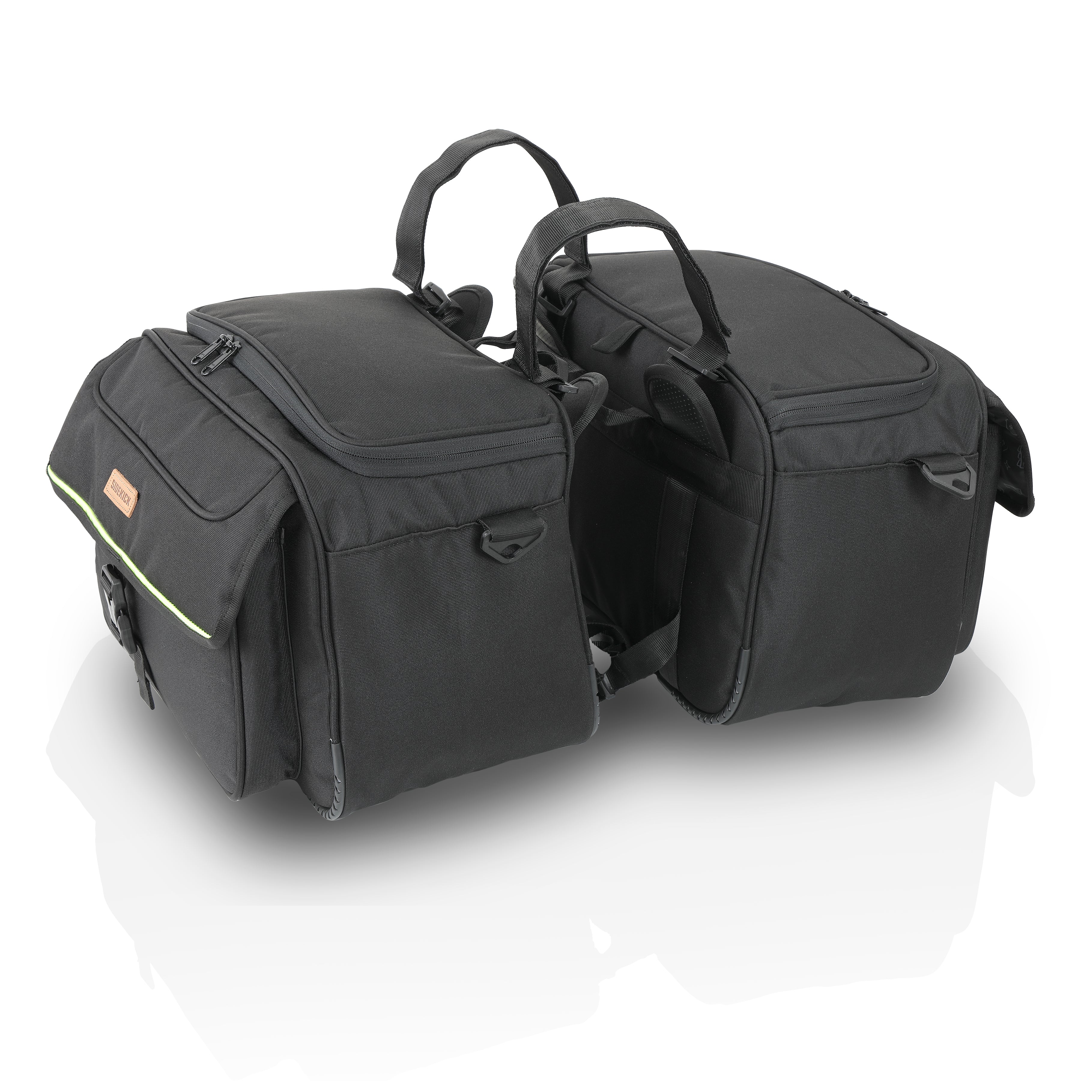 Guardian Gears SideKick Cruiser 50L motorcycle saddlebags straight exhaust