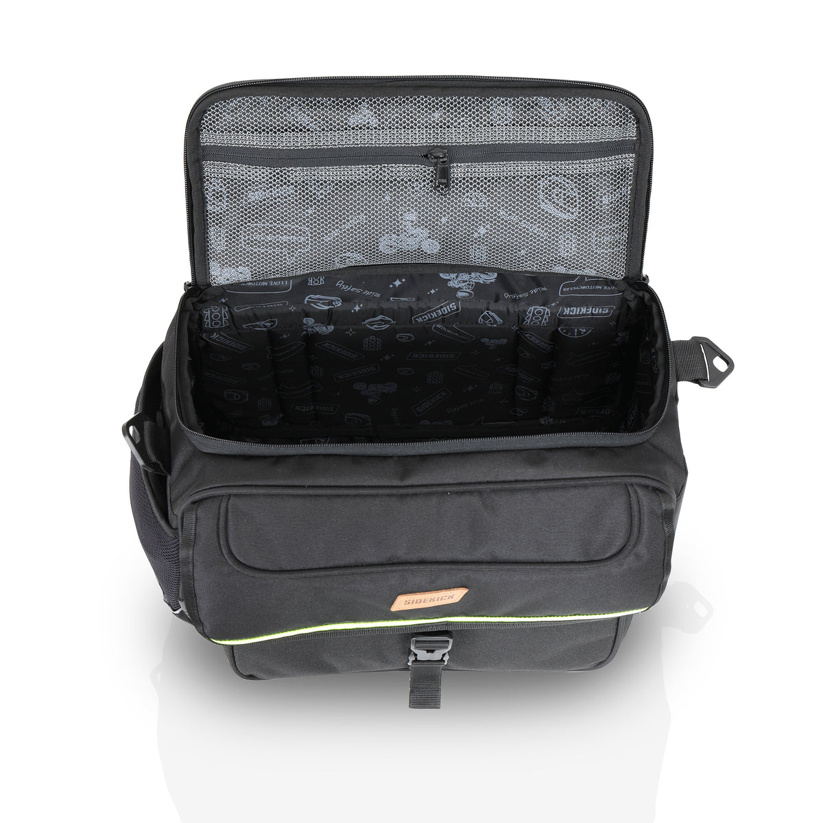 Guardian Gears SideKick Cruiser 50L motorcycle saddlebags straight exhaust