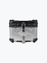 Legundary Custom Fort Knox Series TC 45L Aluminium Top Box with Backrest Pad Black Silver Motorcycle Storage Case