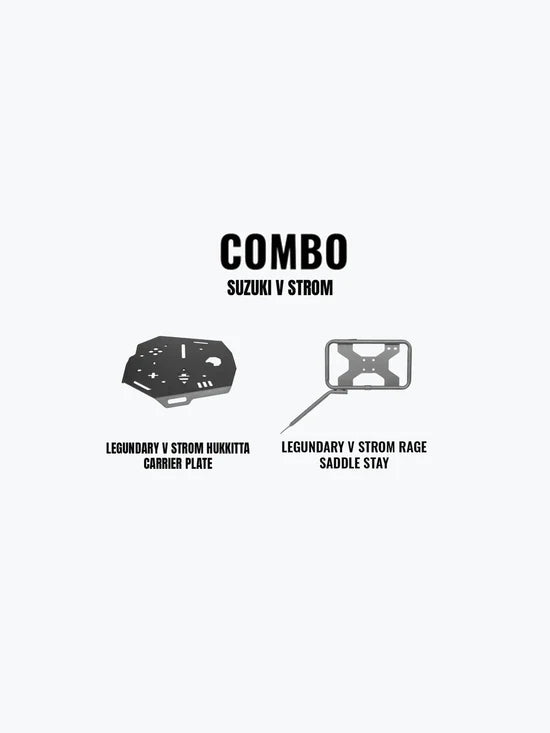 Legundary Custom Huckitta Carrier Plate and Rage Saddle Stay Combo for Suzuki V-Strom 800DE Luggage Support System