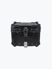 Legundary Custom Fort Knox Series TC 45L Aluminium Top Box with Backrest Pad Black Silver Motorcycle Storage Case
