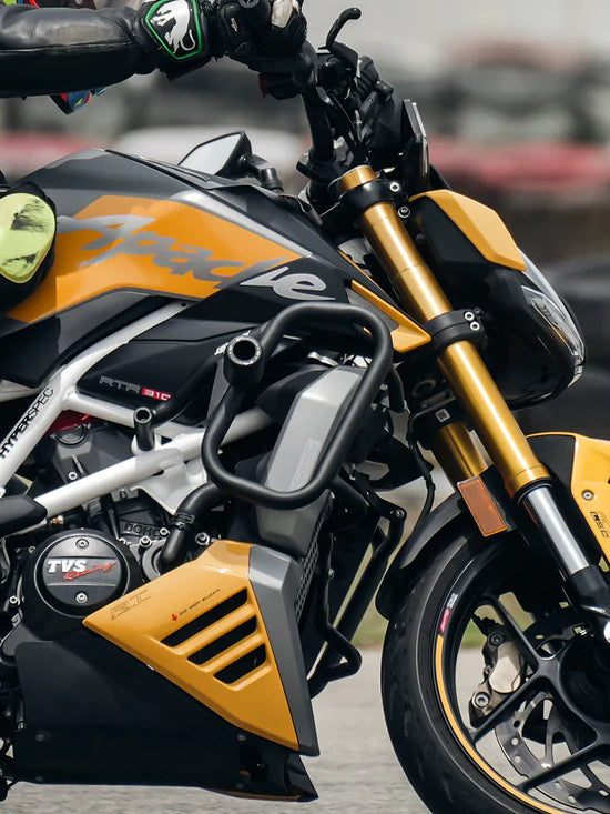 Legundary Custom Thanos Crash Guard with Slider for TVS Apache RTR 310 Black Mild Steel Engine Protection