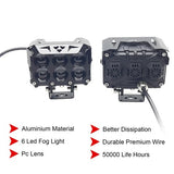 HJG ORIGINAL 180W 6 Future Lens MEGA DRIVE Fog Light For Bike/Car/Thar/Jeep ( Cool White, 90W each * 2 = 180W Total ) - Pack of 2