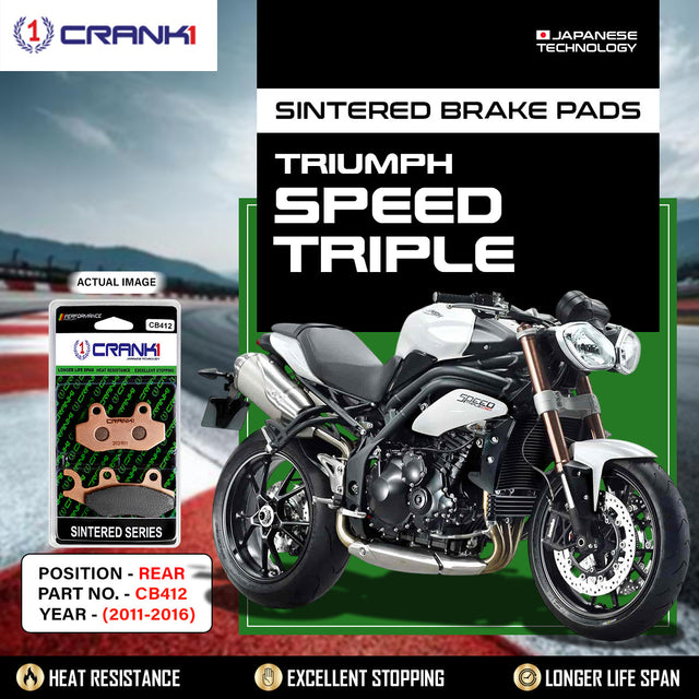 CRANK1 CB412 Sintered Rear Brake Pads For Triumph Speed Triple 2011-2016 Motorcycle