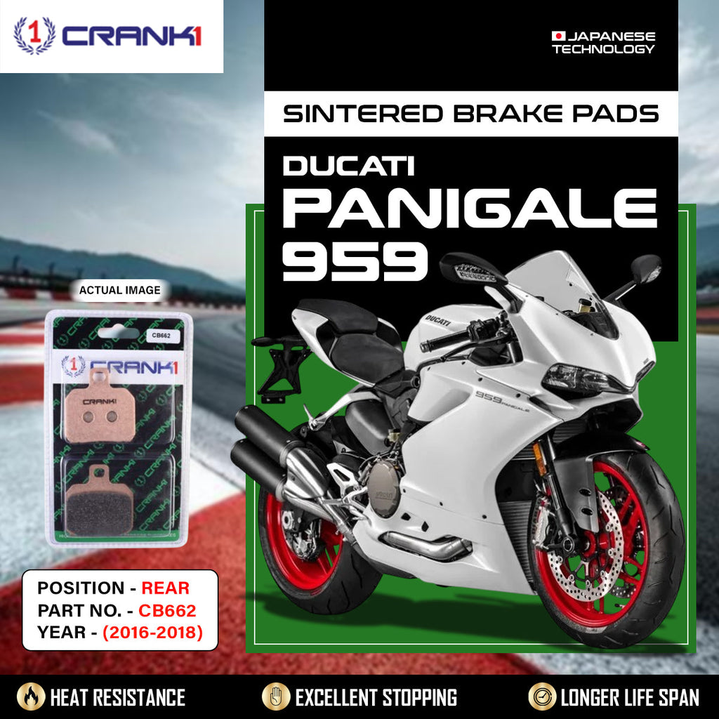 CRANK1 CB662 Rear Sintered Brake Pads for Ducati Panigale 959 2016-2018 Performance Motorcycle Brake Pads