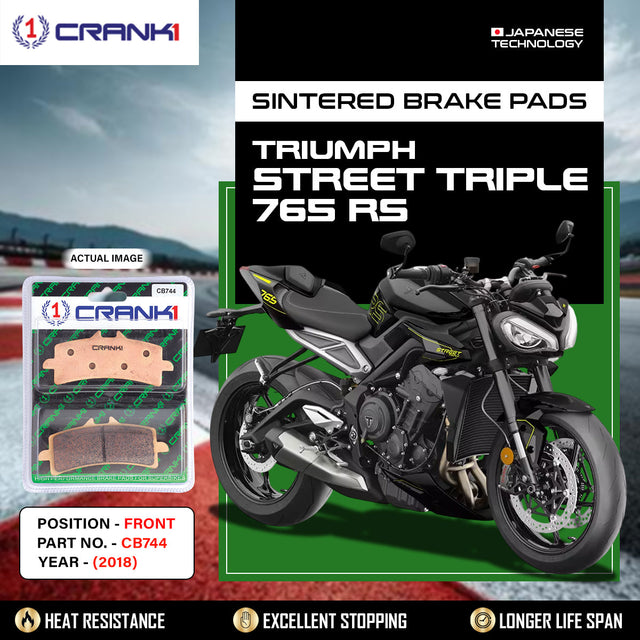 CRANK1 CB744 Sintered Front Brake Pads for Triumph Street Triple 765 RS 2018 and compatible motorcycles