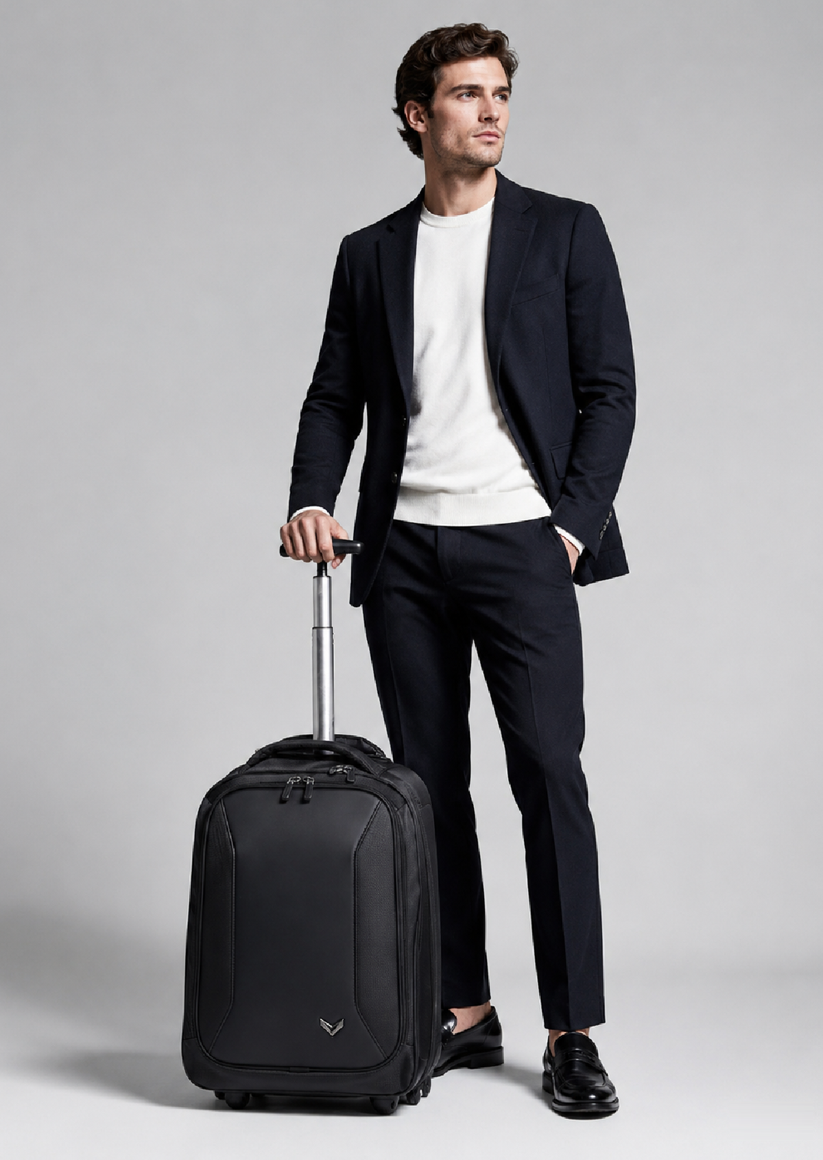 Vantora NEXUS PRO 35L Trolley Backpack in Black with Wheels and 17 Inch Laptop Compartment