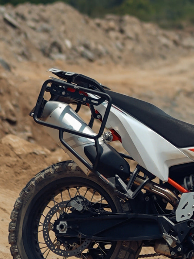Legundary Custom KTM ADV 890 Fort Knox Saddle Stay Black mild steel saddle bag support luggage mount